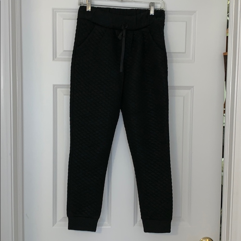 Black quilted joggers